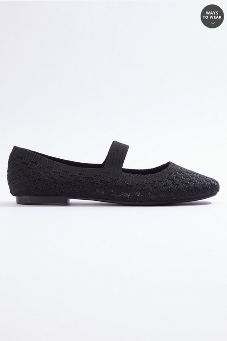 Cato Fashions Square Toe Fly Knit Mary Jane Flats