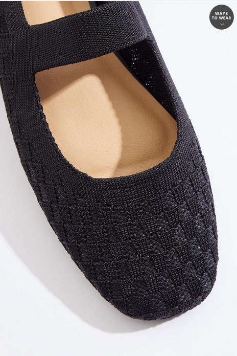 Cato Fashions Square Toe Fly Knit Mary Jane Flats