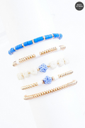 Cato Fashions Gold Multicolor Flower Beaded Bracelet Set