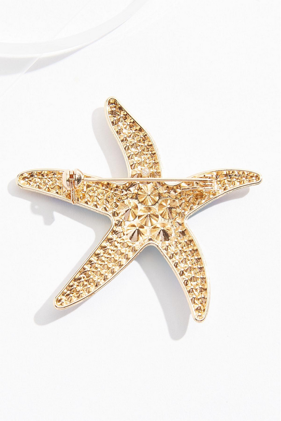 Cato Fashions Blue Glass Embellished Gold Starfish Brooch