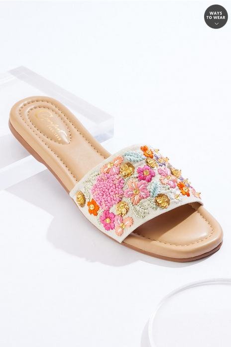 Cato Fashions Floral Embroidery One Band Sandals