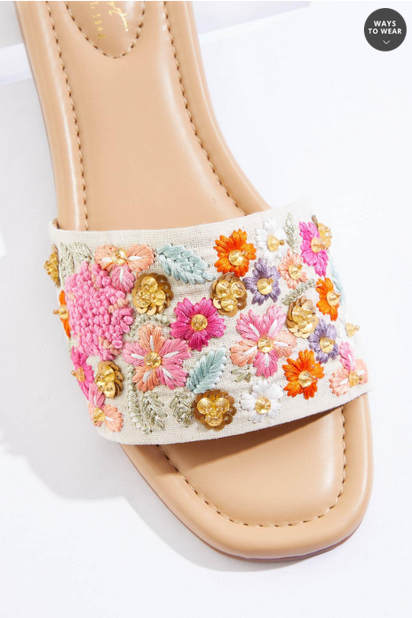 Cato Fashions Floral Embroidery One Band Sandals