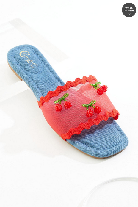 Cato Fashions Cherry Ric Rac One Band Sandals