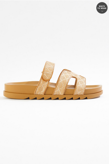 Cato Fashions Raffia H Band Velcro Sandals