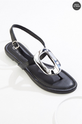 Cato Fashions Silver Hammered Ring Thong Sandals