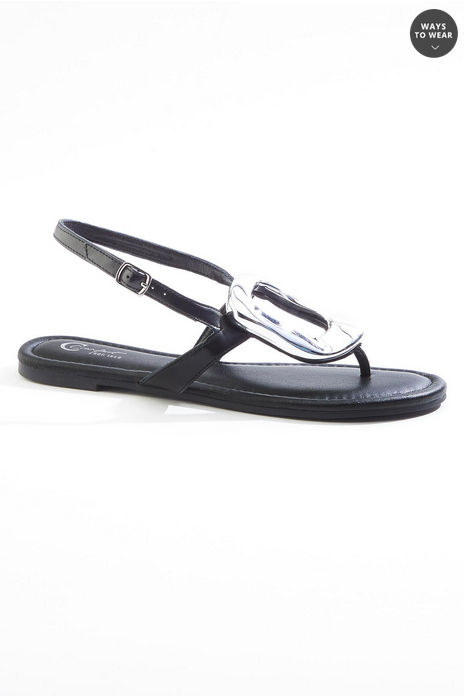 Cato Fashions Silver Hammered Ring Thong Sandals