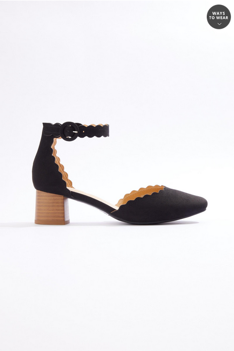 Cato Fashions Wide Width Scalloped Edge Block Heel