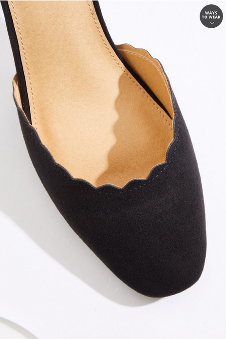 Cato Fashions Wide Width Scalloped Edge Block Heel
