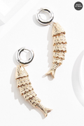 Cato Fashions Two Tone Layered Fish Charm Earrings