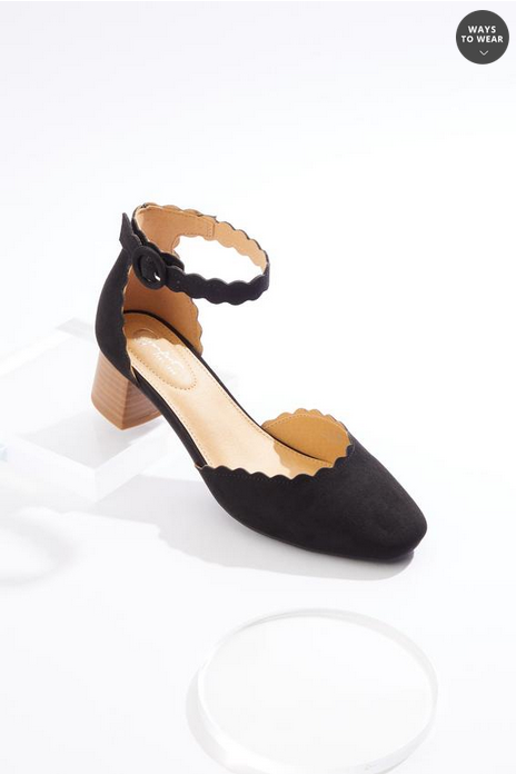 Cato Fashions Scalloped Edge Block Heel