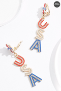 Cato Fashions Clip- On Usa Embellished Linear Earrings