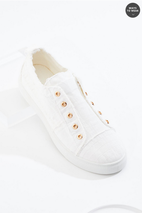 Cato Fashions Frayed Canvas Sneakers