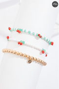Cato Fashions Seed Bead Cherry Stretch Bracelet Set