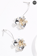 Cato Fashions Delicate Two Tone Metal Flower Dangly Earrings
