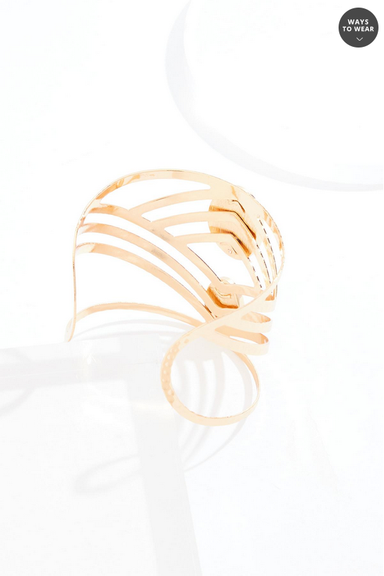 Cato Fashions Lucite Stone Cut Out Gold Cuff Bracelet