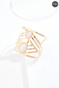 Cato Fashions Lucite Stone Cut Out Gold Cuff Bracelet