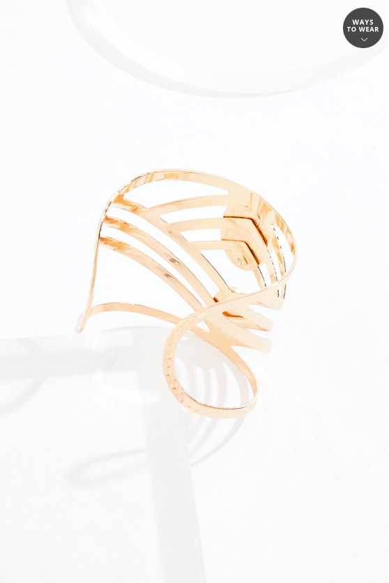 Cato Fashions Lucite Stone Cut Out Gold Cuff Bracelet