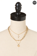 Cato Fashions Delicate Gold Layered Cross Necklace