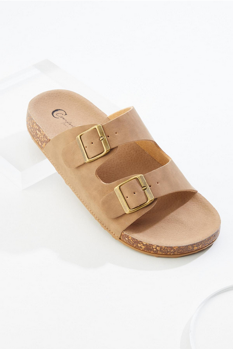 Cato Fashions Tan Double Buckle Sandals