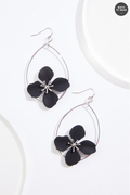 Cato Fashions Black Rubber Flower Open Tear Earrings