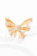Cato Fashions Glass Embellished Wavy Gold Butterfly Brooch
