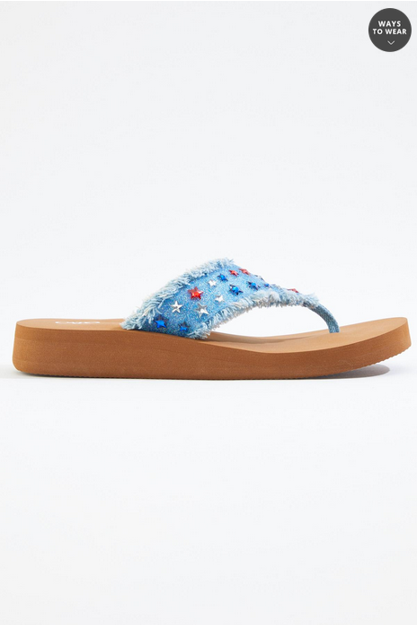 Cato Fashions Americana Denim Star Embellished Sandals