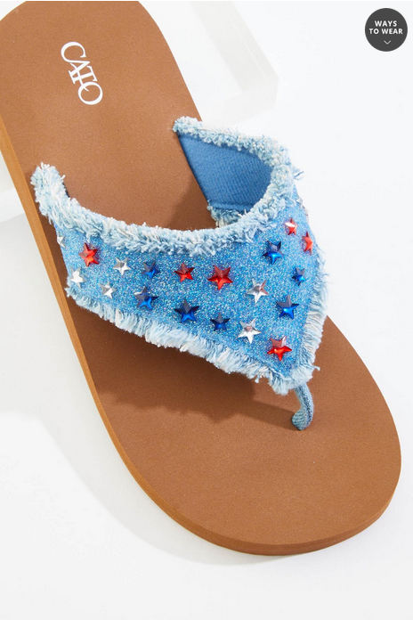 Cato Fashions Americana Denim Star Embellished Sandals