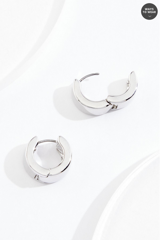 Cato Fashions Small Thick Silver Huggie Hoop Earrings