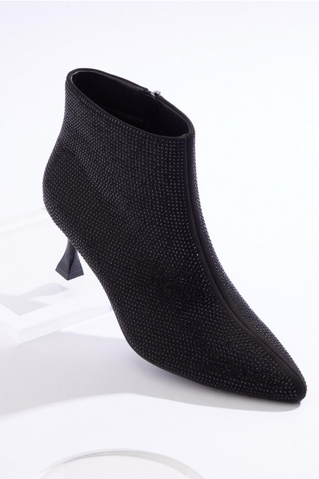Cato Fashions Black Rhinestone Embellished Booties
