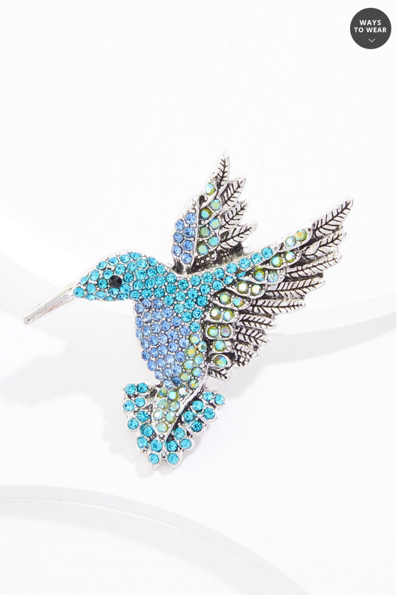 Cato Fashions Glass Embellished Hummingbird Brooch