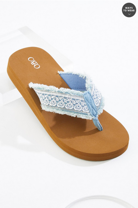 Cato Fashions Lace Denim Flip Flops