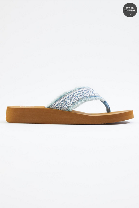 Cato Fashions Lace Denim Flip Flops