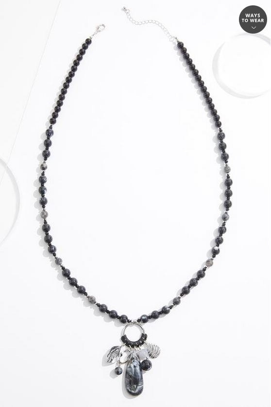 Cato Fashions Semi- Precious Beaded Charm Pendant Necklace