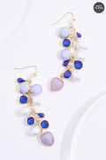 Cato Fashions Bezel Multi Charm Drop Earrings