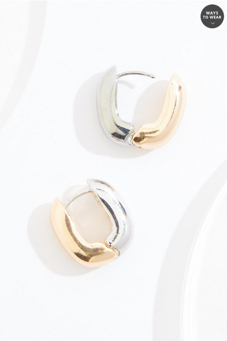 Cato Fashions Two Tone Hinge Hoop Earrings