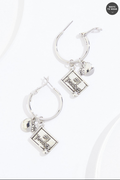 Cato Fashions Silver Best Teacher Charm Hoop Earrings
