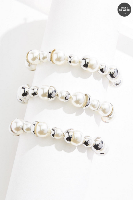 Cato Fashions Pink Pearl Coil Bracelet