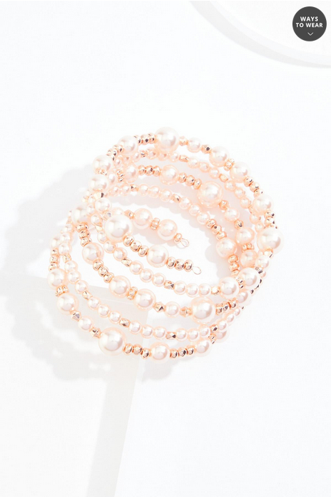 Cato Fashions Silver Capped Pearl Bracelet Set