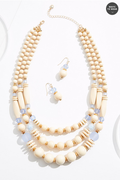 Cato Fashions Bleached Wood Layered Necklace Set