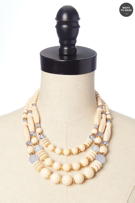 Cato Fashions Bleached Wood Layered Necklace Set