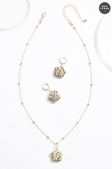 Cato Fashions Delicate Semi- Precious Flower Pendant Necklace Set