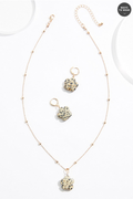 Cato Fashions Delicate Semi- Precious Flower Pendant Necklace Set