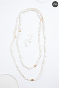 Cato Fashions Semi- Precious White Shell Layered Opera Necklace Set