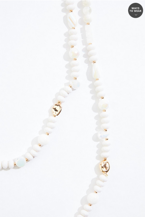 Cato Fashions Semi- Precious White Shell Layered Opera Necklace Set