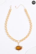 Cato Fashions Semi- Precious Tiger Eye Chain Necklace
