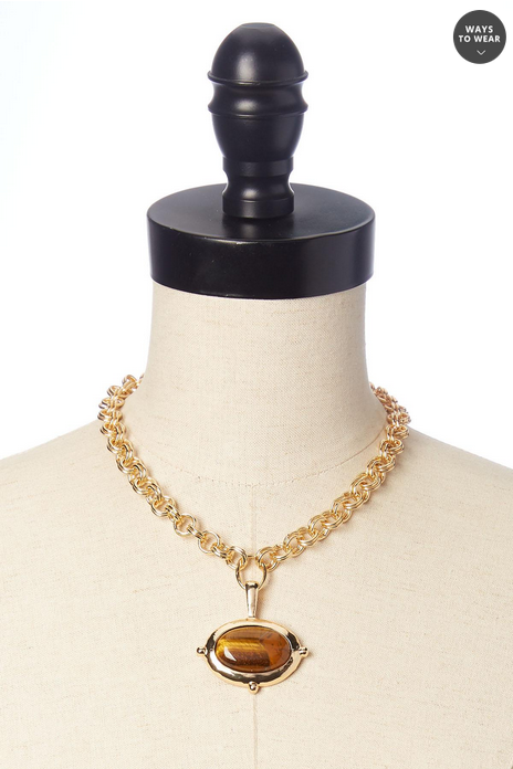 Cato Fashions Semi- Precious Tiger Eye Chain Necklace