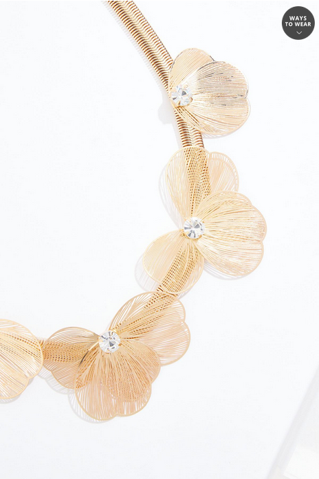 Cato Fashions Laser Cut Gold Flower Statement Necklace