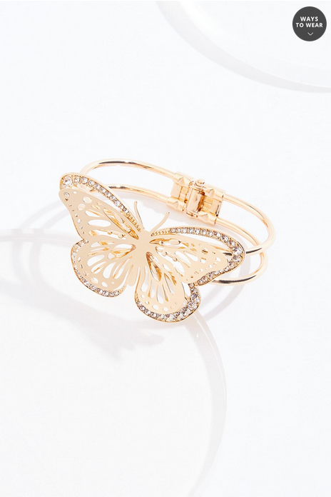 Cato Fashions Gold Butterfly Statement Cuff Bracelet