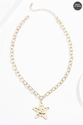 Cato Fashions Hammered Gold Star Chain Necklace