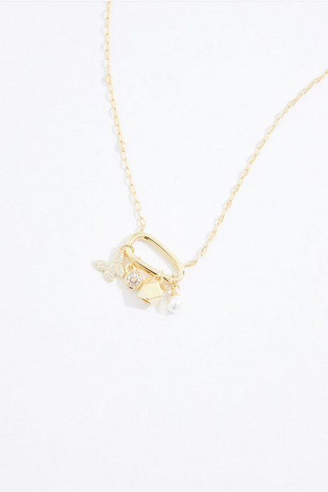 Cato Fashions Gold Butterfly Carabiner Necklace